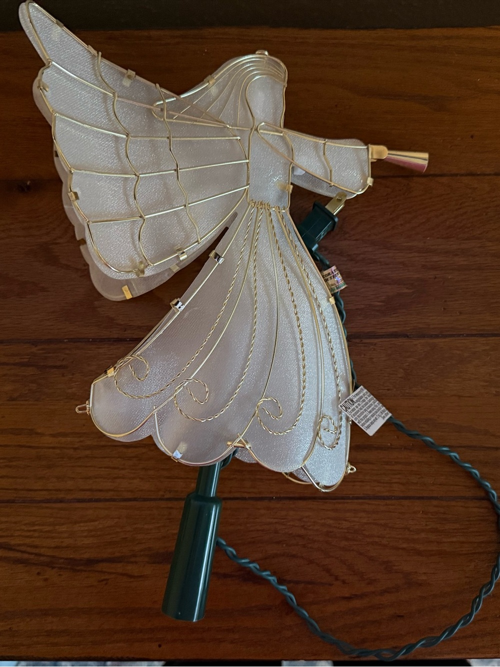 White and Gold Angel Tree Topper - Elegant Home Accents